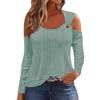 2025 European and American V-neck Metal Buckle Jacquard Long-sleeve T-shirt - Spring/Autumn Collection