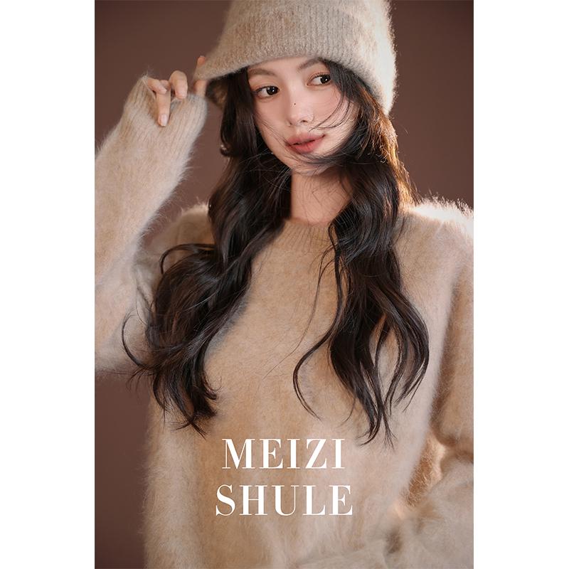 Winter 16-Color Brushed Cashmere Loose Sweater - Women's Round Neck, Outerwear & Layering Piece