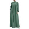Abaya Ramadan da Donna Oversize con Zip Frontale Abito Musulmano Tasche Collo Alto Abbigliamento Monocolore Ampio