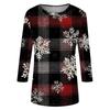 Women's Fashion Casual Christmas Tree Printed Round Neck Three-Quarter Sleeve T-Shirt Top