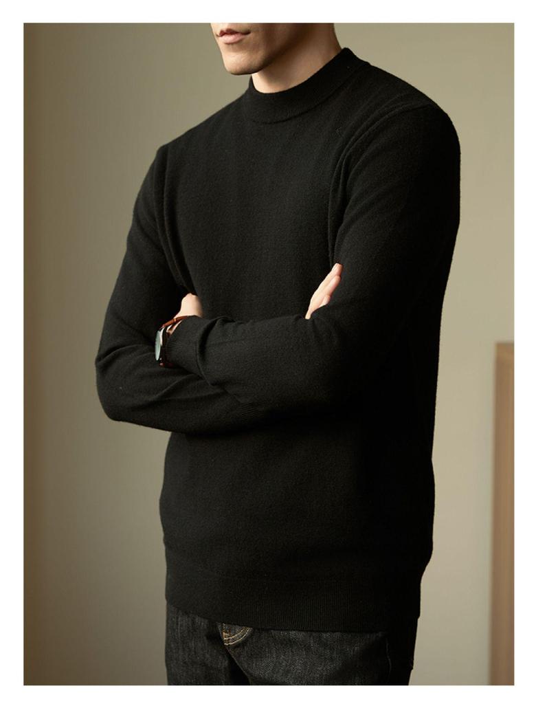 Men's Round Neck Knit Sweater: High-End Autumn Winter Style