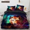 Wolf Duvet Cover Set Black White Wolf Yin And Yang Pattern Wild Animals Comforter Cover King Queen Size For Kid Boys Bedding Set