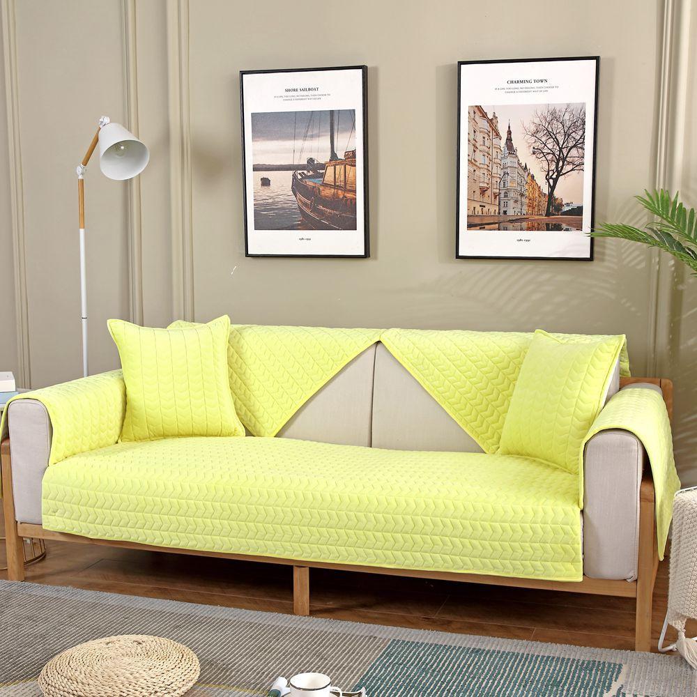 

М який товстий зручний кришталевий оксамитовий диванний чохол Короткий плюшевий нековзкий секційний диванний рушник Зимовий теплий диванний килимок для вітальні 70x70cm 1pc жовтий