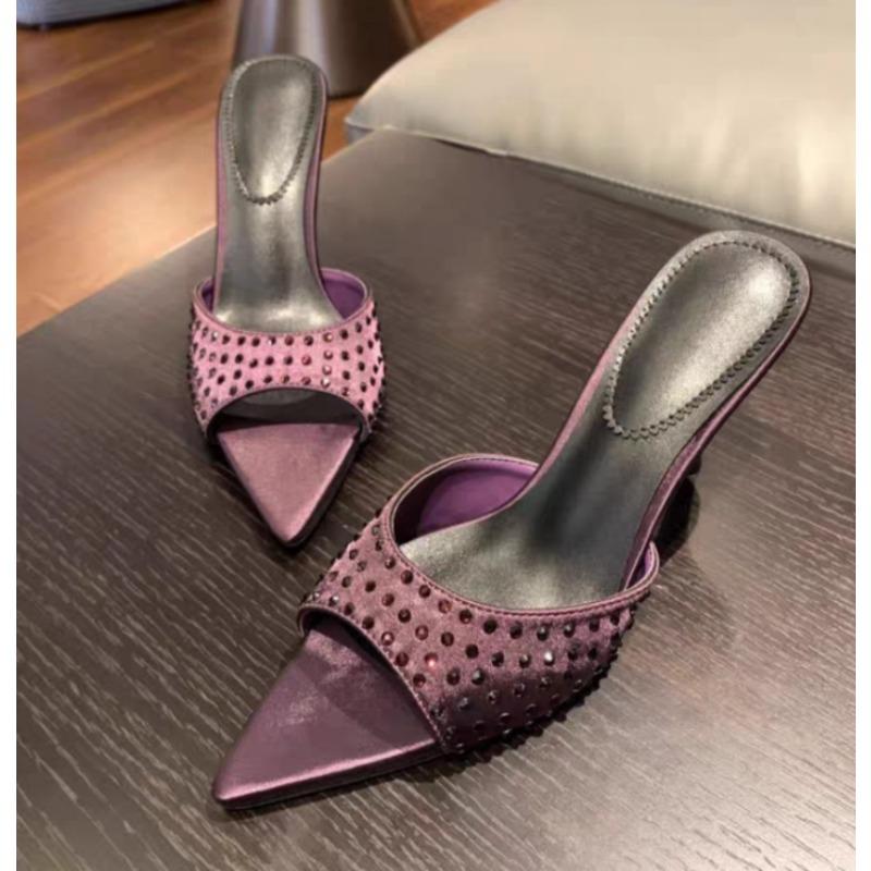 Fashion 2025 Summer Transparent High Heels Sandals Women High Quality Luxury Rhinstones Peep Toe Sexy Prom Party Ladies Slippers