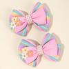2pcs Cute Rainbow Pearl Little Flower Hair Clips for Girls , Alligator Clips with Thread Woven Ribbon Hair Accessories Headwear