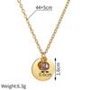 Stainless Steel Polished Round Pendant Necklace with Engraved Birthstone for Women