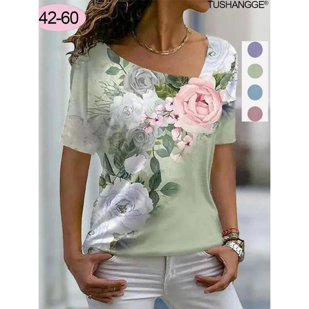 

Women s T-shirt with short sleeves and flower print S