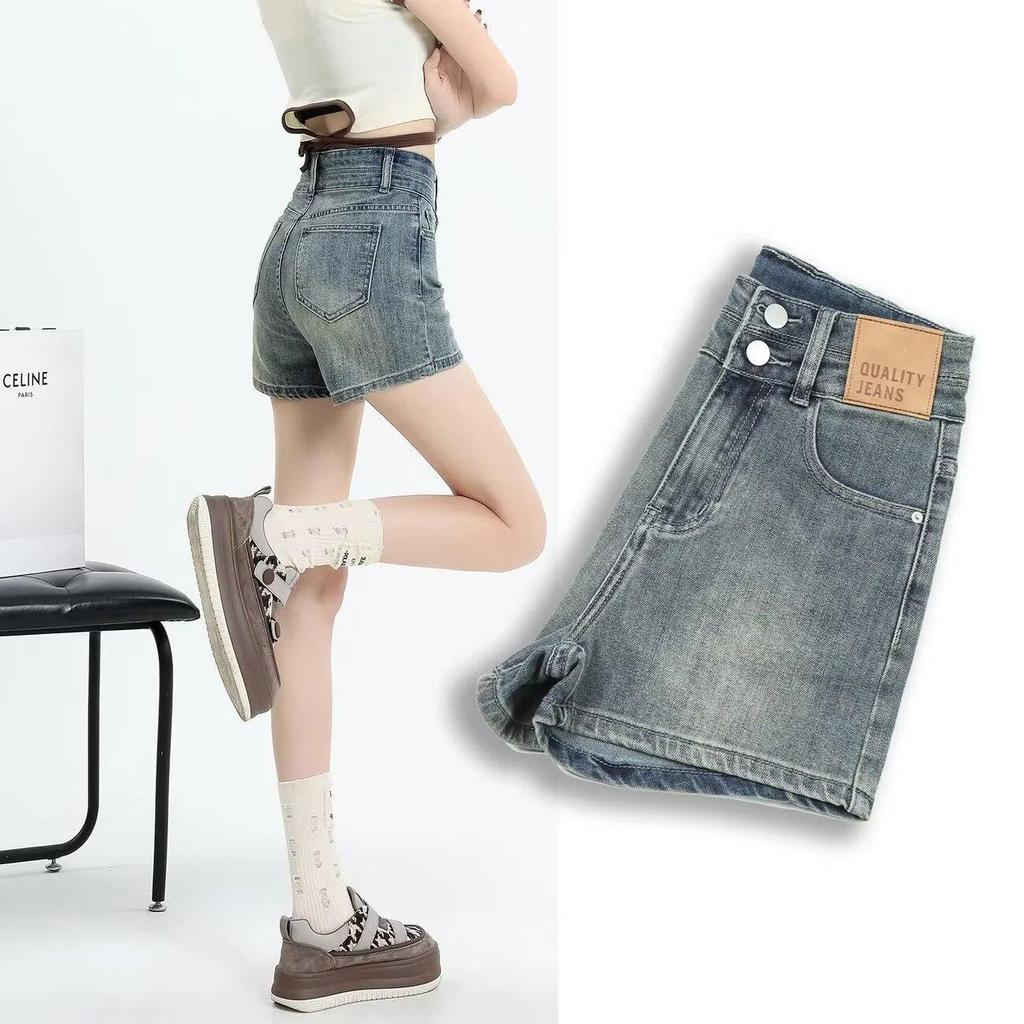 Women's High-Waisted Distressed Retro Denim Shorts - Trendy Chic Summer Style