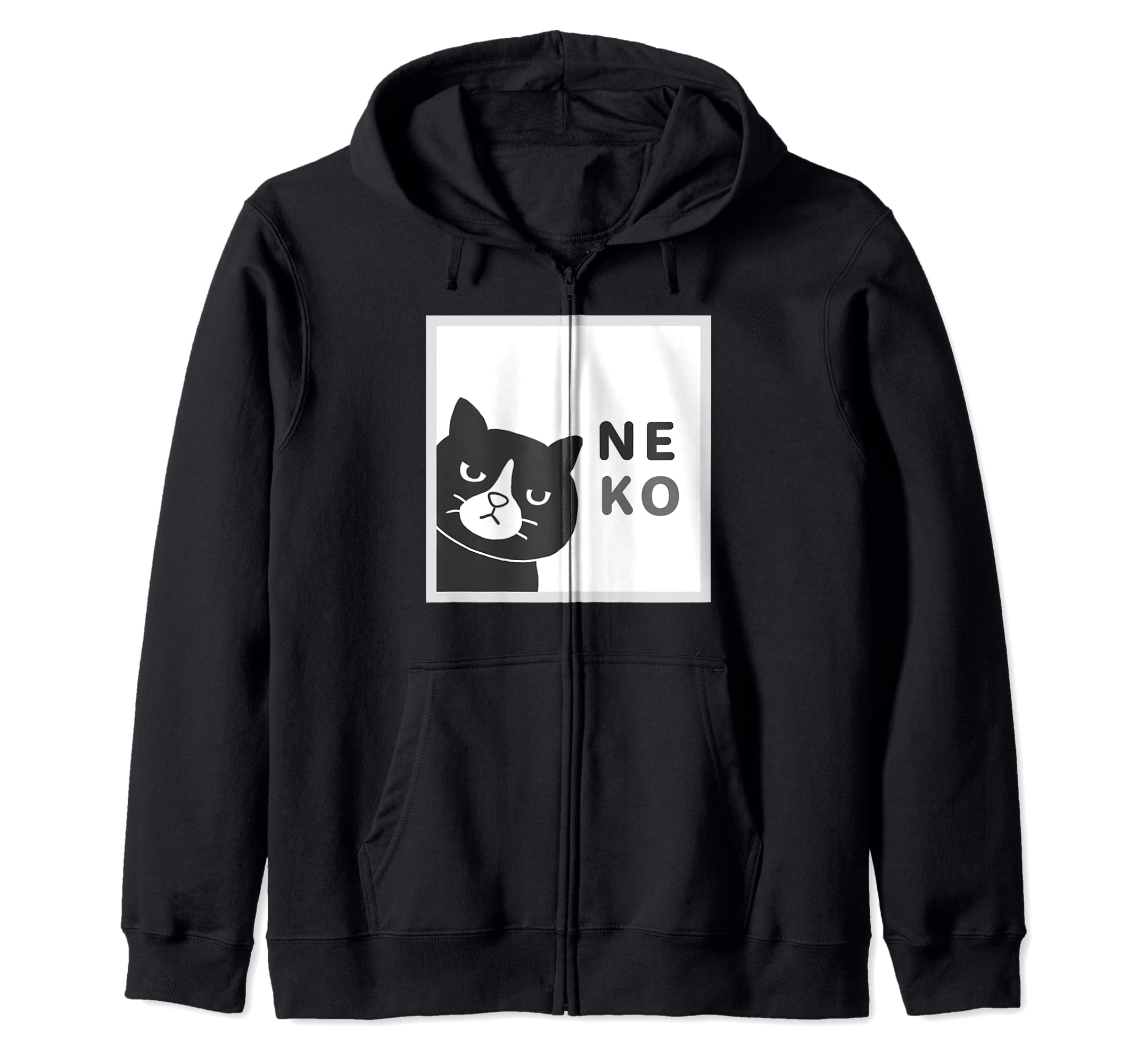 

Cat the Fukigen Cat Window Hoodie - neko, calico, From Window [Animal Friends] Neko, Face, Illustration, Zip-Up чёрный
