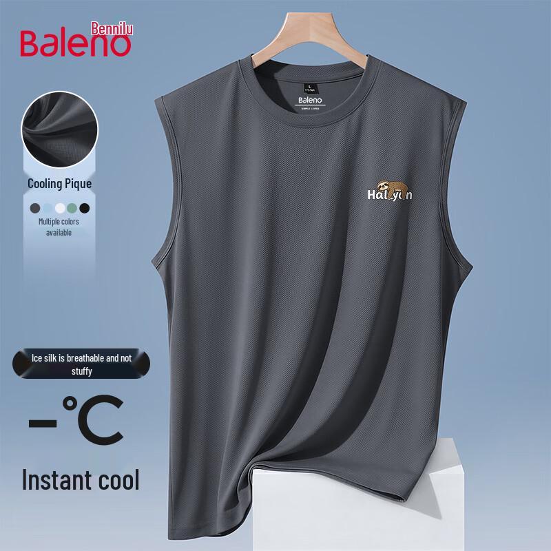 Baleno Men s Ice Silk Sleeveless Tank Top with Lazy Sloth Print 3XL