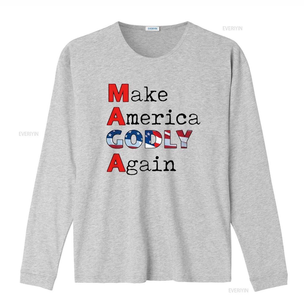 MAGA Make America GODLY Again Womens T Shirt White X Large Vintage Washed Top For Everyday Wear Streetwear Graphic Homme