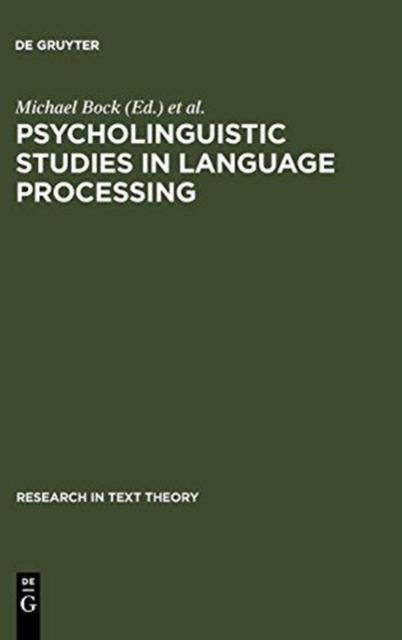 The Psycholinguistic Studies In Language Processing Book