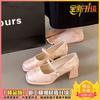 High Heel Single Shoes Women's Medium Thick Heel with Cheongsam Horse Face Skirt Sandals Summer 2025 New New Chinese Style Shoes