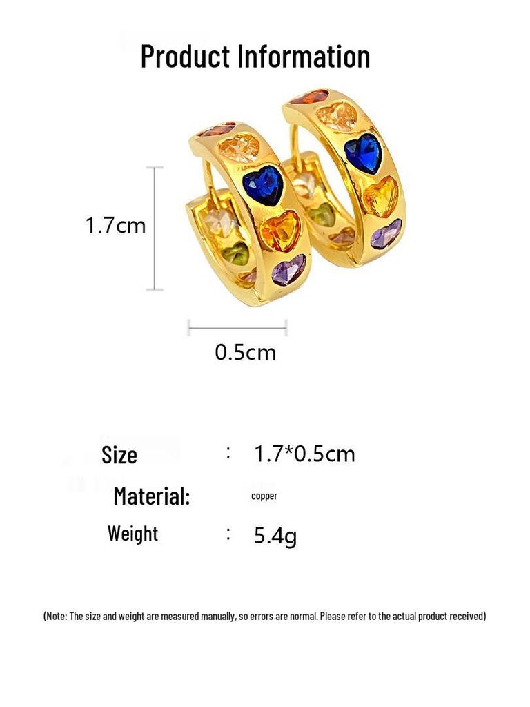 Zircon Heart Hoop Earrings: Japanese & Korean-Inspired Women's Fashion, Elegant Simple Design, Light Luxury Jewelry.