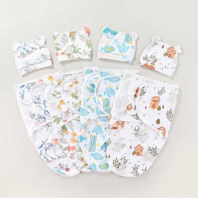 Baby Sleeping Bags Bags with Hat Boy Girl Breathable Sleep Bag Wearable Cotton Wrap Blanket Baby Essential