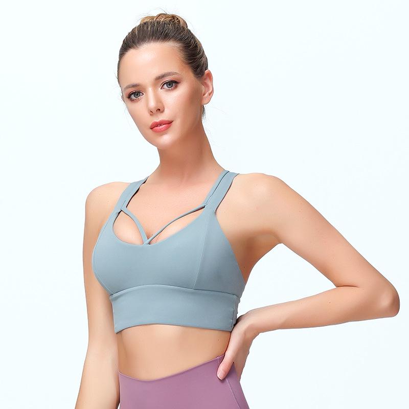 

Спортивный бюстгальтер высокой интенсивности с эффектом «обнажённой кожи» - Антибактериальный жилет для йоги с красивым дизайном спины 2X Large