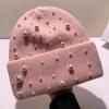 New Autumn And Winter Heavy-Duty Pearl Wool Hat Pearl Fashion Knitted Hat Warm Ear Protection