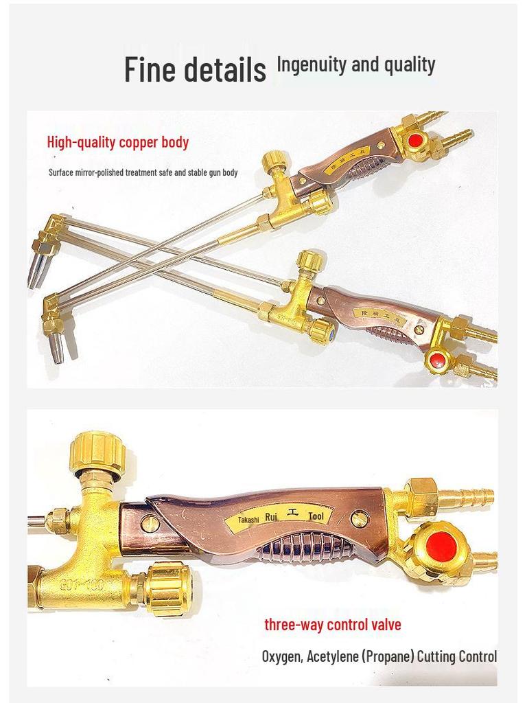 Industrial Grade Dual-Tube Cutting Torch G01-30/100/300 for Oxygen, Acetylene, or Propane Gas.