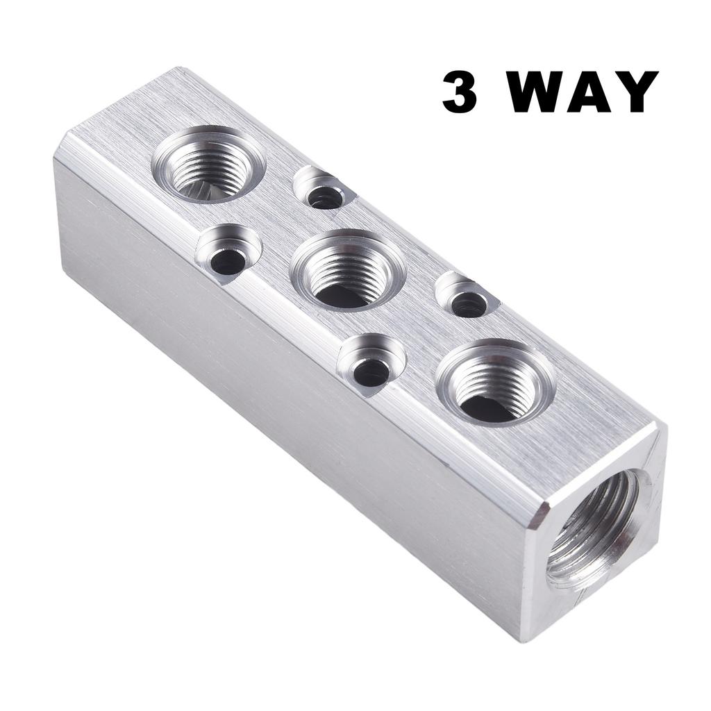 Air Hose Manifold Blocks G1 4 Port Pump Splitter Threaded Fitting High Hardness Inline Smooth Anti Oxidation Convenient Cylinder