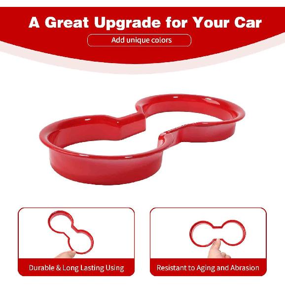 for Bronco Front Cup Holder Trim Cover Red for Ford Bronco 2024 up Red Interior Accessories