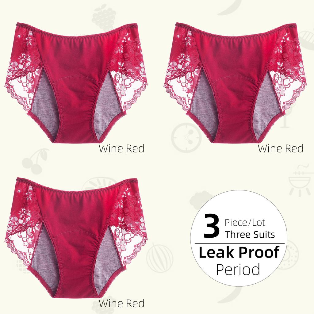 1/3 buc. Chiloți fiziologici pentru femei, cu 3 straturi, cu talie medie, etanșe, chiloți pentru femei din dantelă, chiloți pentru femei confortabili, respirabili, pentru menstruație