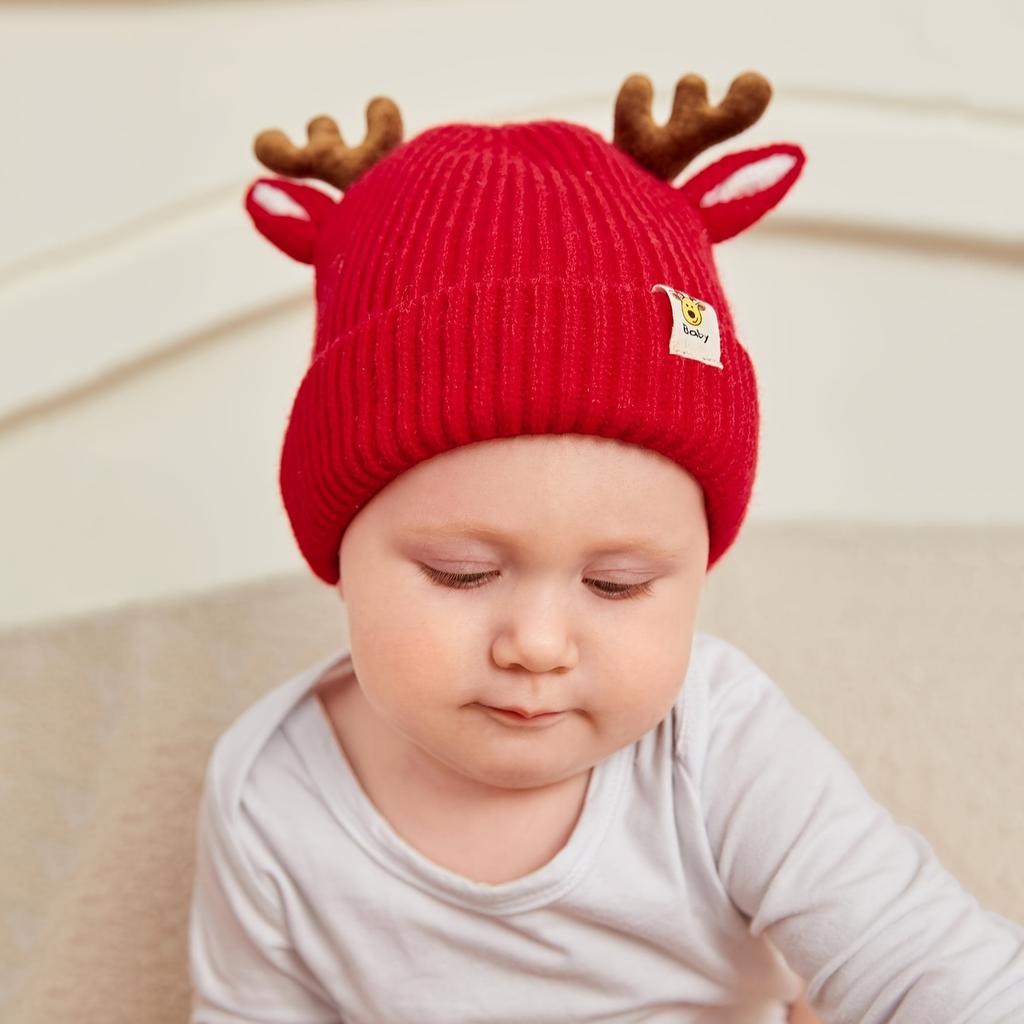 high quality[Christmas Reindeer Hat] Christmas Reindeer Antler Knit Hat for Youngsters - Cozy, Stretchy, Hand-Washable, Perfect for Fall/Winter