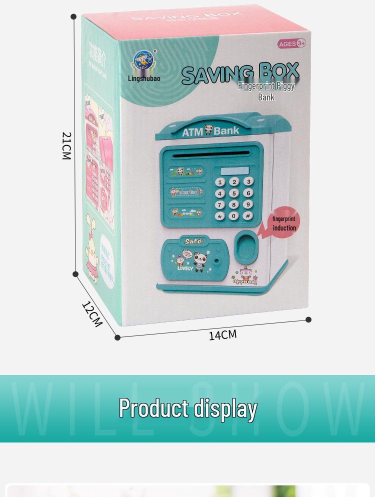 Smart ATM Piggy Bank for Kids: Face & Fingerprint Recognition, Singing Cartoon Money Box