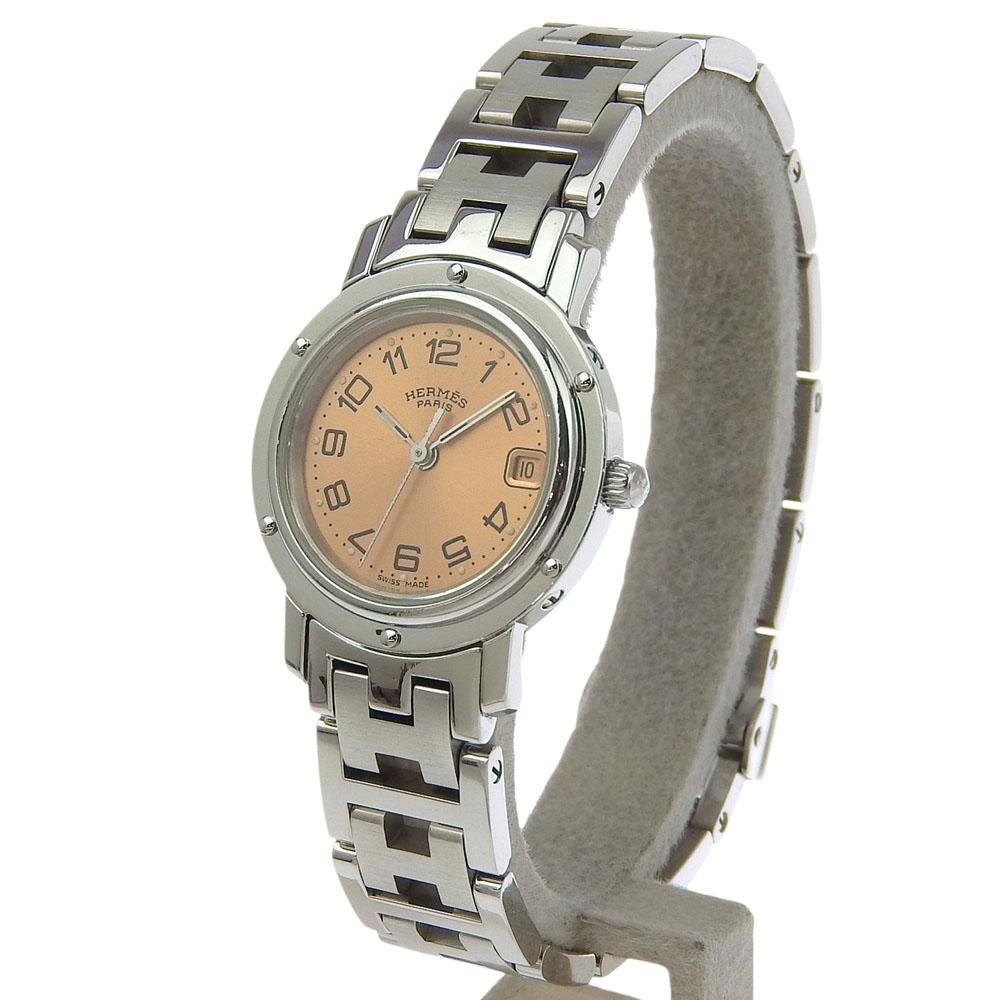 Hermes Clipper Watches CL4.210 pinkDial Stainless Steel Quartz Analog Display Women Used