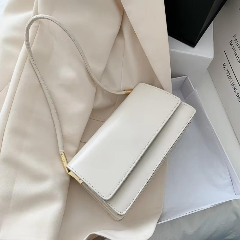 Trendy Simple Shoulder Bag Solid Color Casual Women Armpit Bag PU Leather Small Square Bag Tote Bags Girls