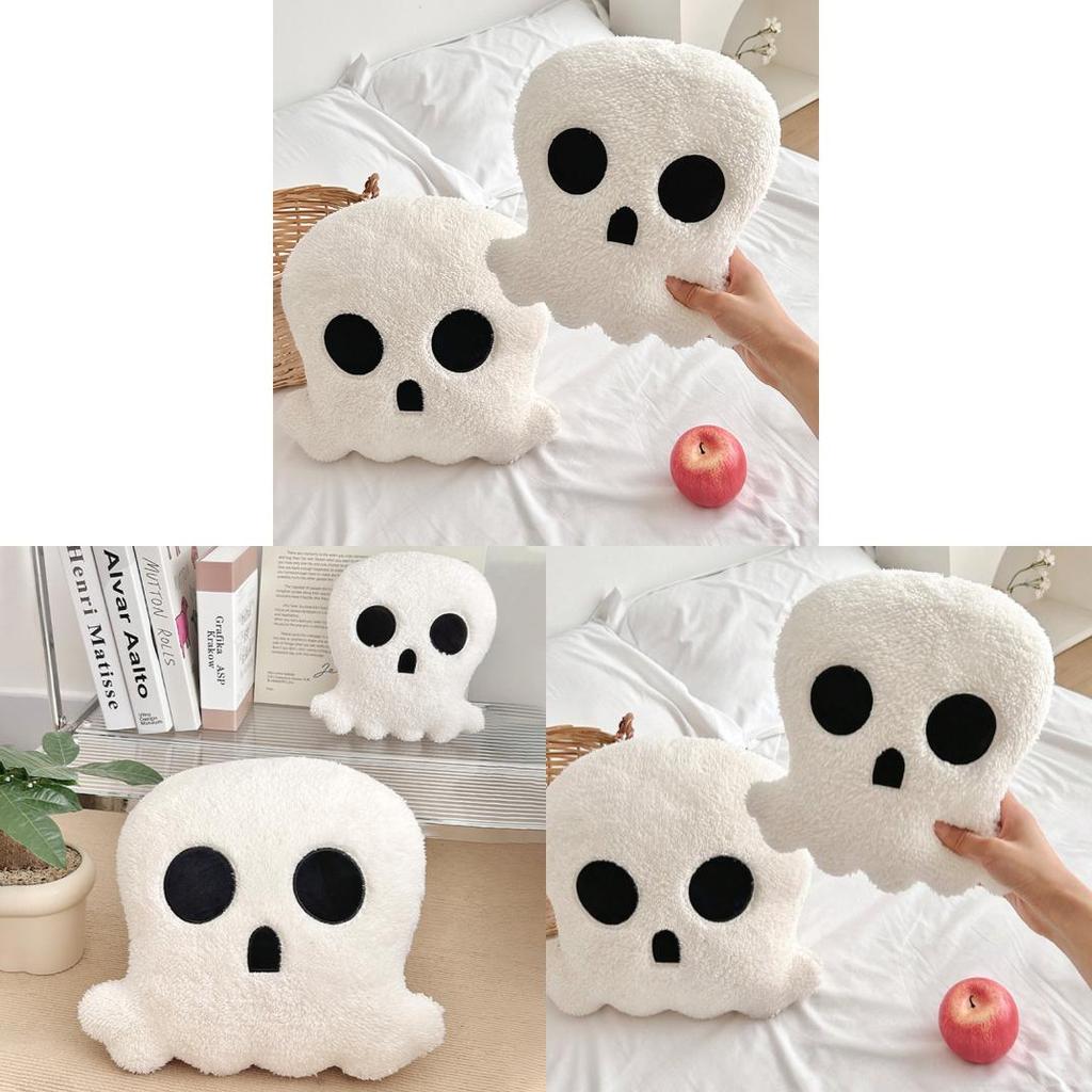 Cartoon Skull Cushion With Plush Cover For Halloween Party Decor And Home Use