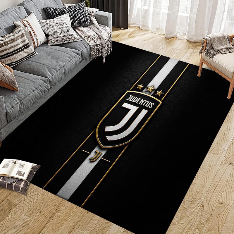 Juventus Football Club Flannel Pattern Square Carpet,Area Rug,Carpet Rug for Living Room Bedroom Sofa Playroom Decor,Non-slip Floor Mat