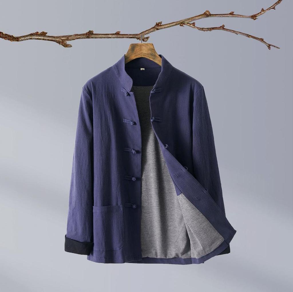 Unisex Chinese Style Quilted Tang Jacket - Winter Cotton-Padded with Stand Collar, Turned-Up Sleeves, and Frog Buttons