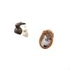Porcelain Bunny Statue Set with Ornate Resin Photo Frame Decorative Tabletop Display Holder for