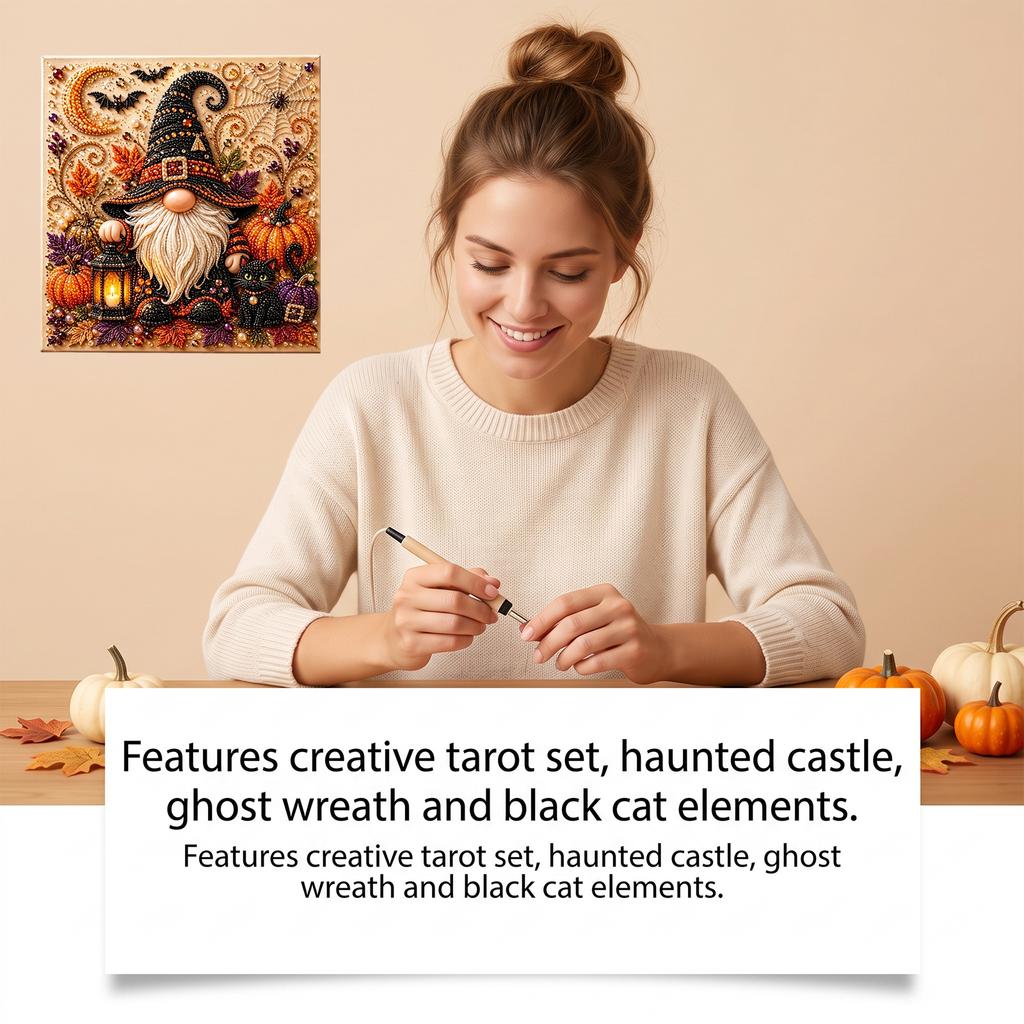 DIY Halloween Diamond Art Kit Lantern Gnome Design