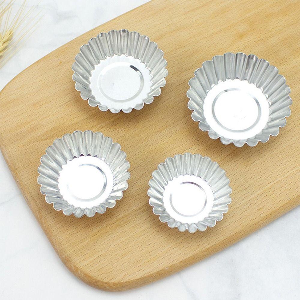 50Pcs Aluminium Zinc Zinc Alloy Tart Muffin Molds Reusable Kitchen Baking Mold  Bakery Accessories