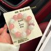 Natural Pink Quartz Bracelet With Snow Phantom Inclusions Handmade Beaded Jewelry Women Sweet Style