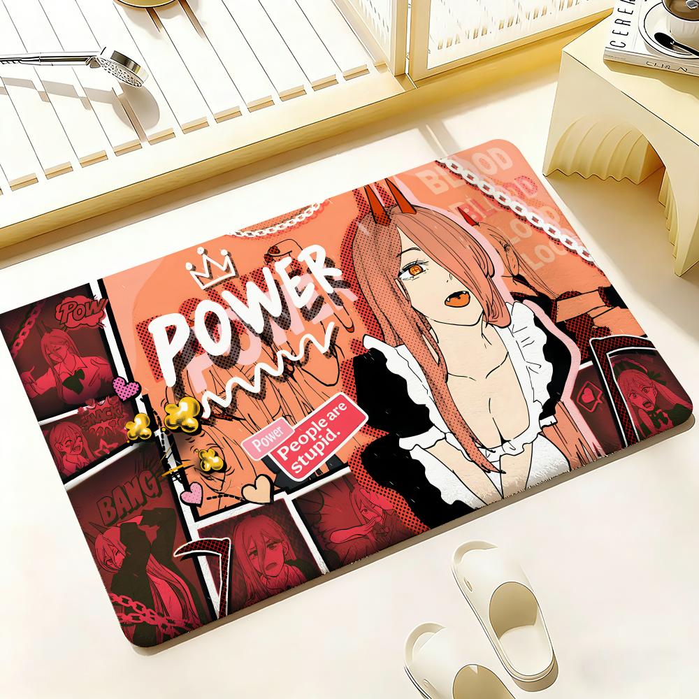 C-Chainsaw Man Floor Mat Bedroom Living Room Flannel Door Mat Non-Slip Home Decor