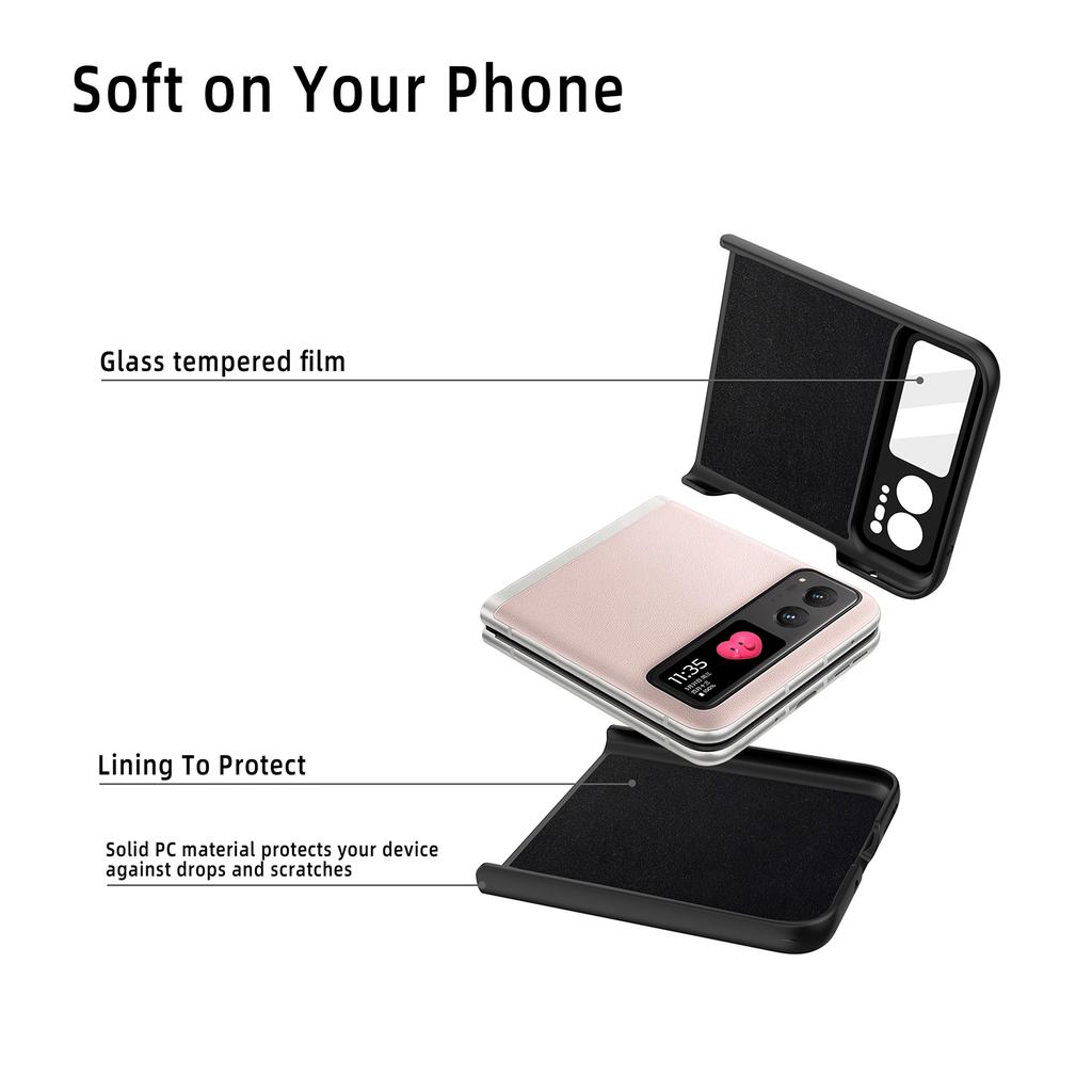 For Motorola Razr 40 5G Kickstand Case Leather+PC Cover with Rear Screen Film