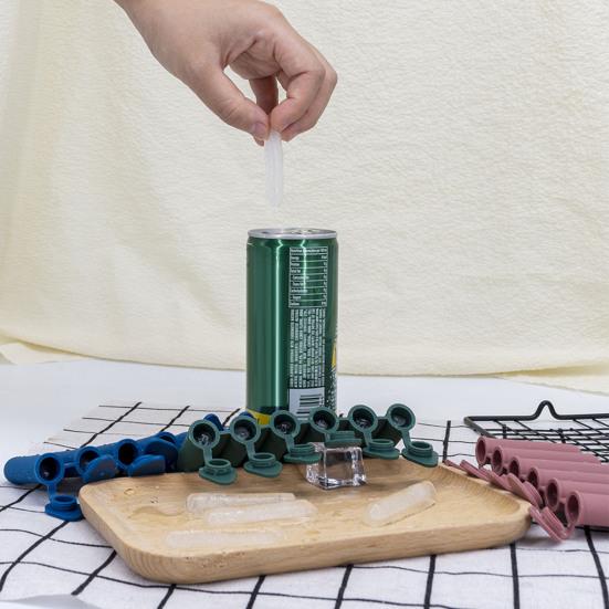 Ice Stick Mold with Lid 6 Hole Reusable Food Grade Easy To Clean Ice Making Silicone Finger Shape Ice Tray for Home