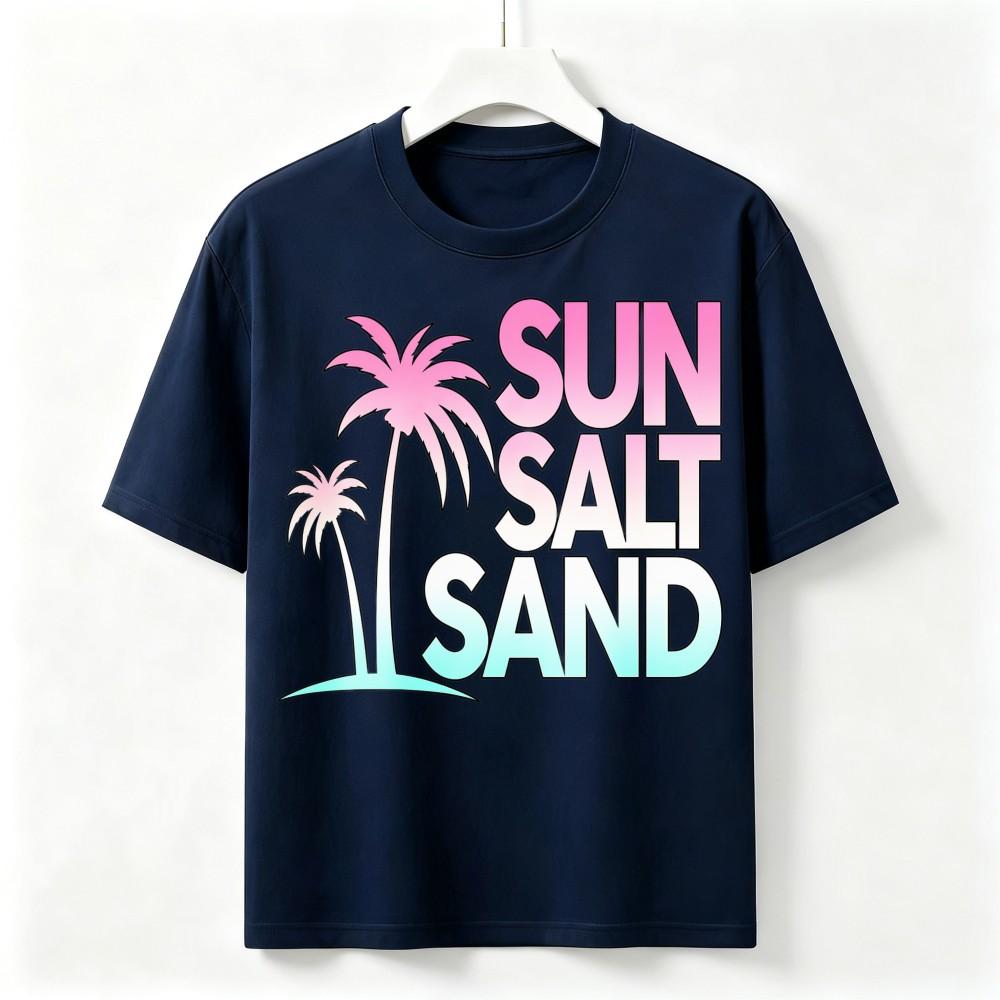 Sun Salt Sand Palm Tree Summer Travel T Shirt Unisex Beach Graphic Vacation Tee