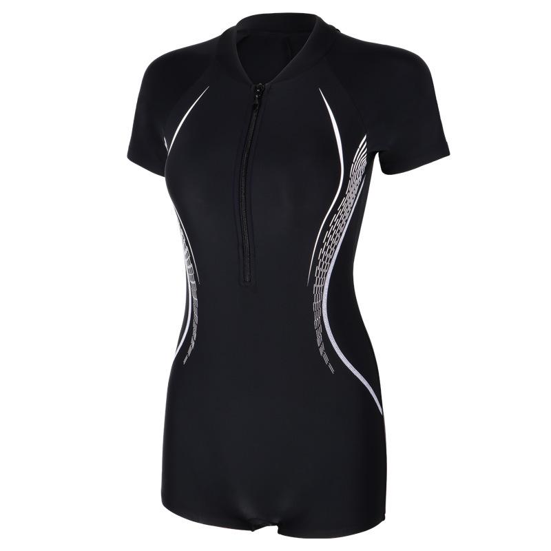 Yingfa Women's 2022 Tummy Control Slimming Zippered One-Piece Swimsuit with Briefs