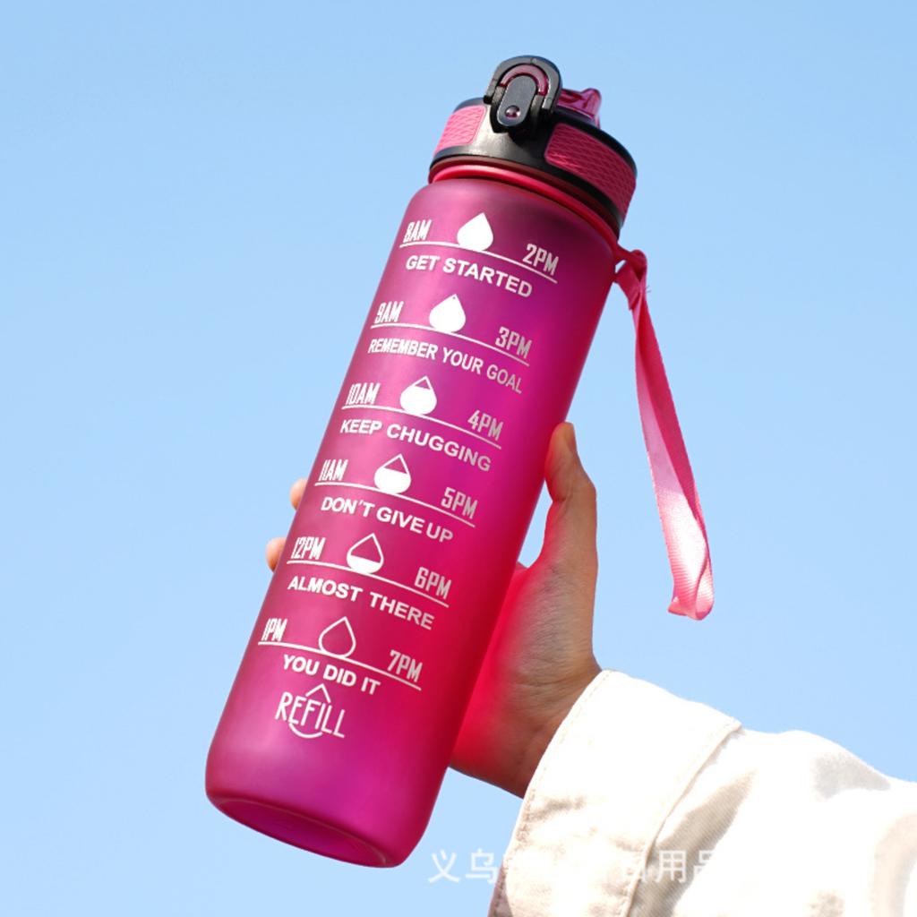 Gradient Plastic Water Bottle, 1L Large Capacity, -up Lid, Portable Outdoor Sports Water Bottle.