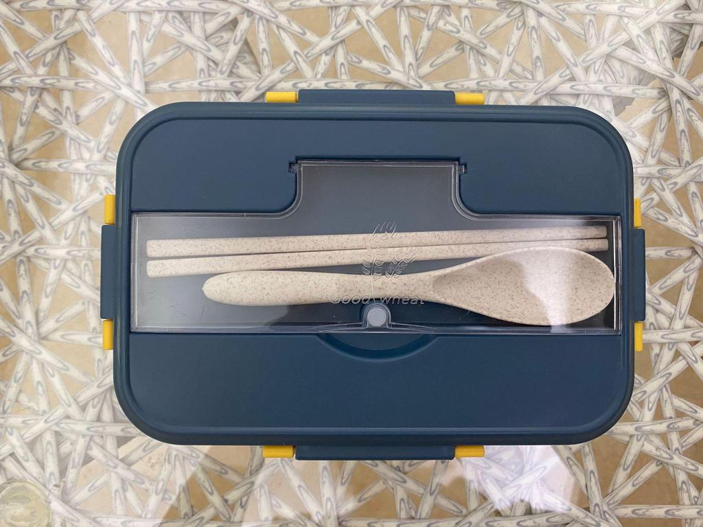 Wheat Straw Bento Lunch Box with Cutlery - Portable, Sealed, Compartmented for Students & Office Workers