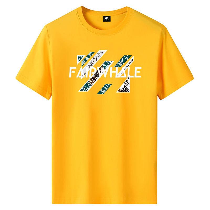 Faipwhale M-6XL Pure Cotton Mens Short-sleeved T-shirt Round Neck Boy Casual Tee Shirt