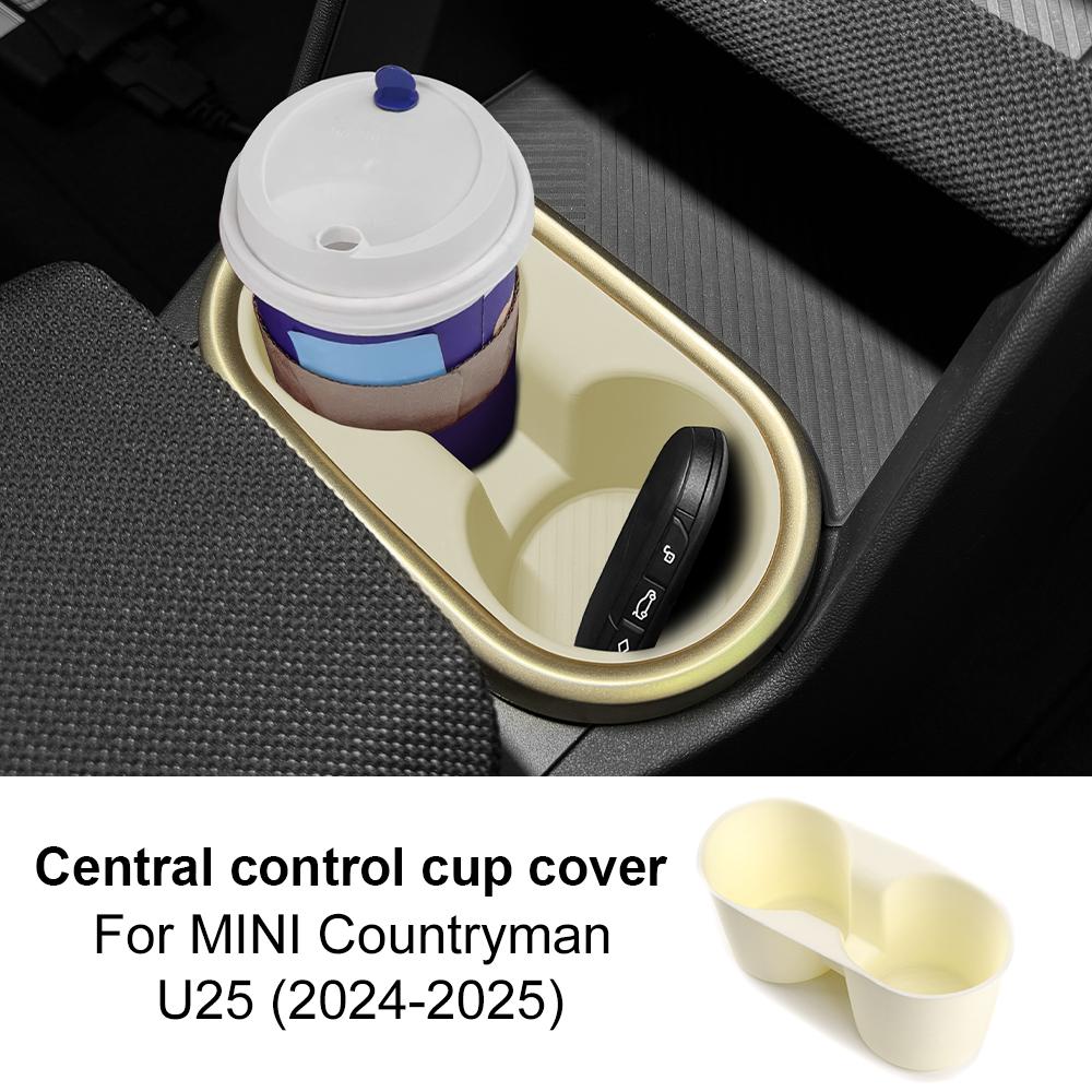 Silicone Water Cup Holder Storage Box for Mini Countryman U25 JCW 2024-2025 - Shock-Absorbing Cup Tray