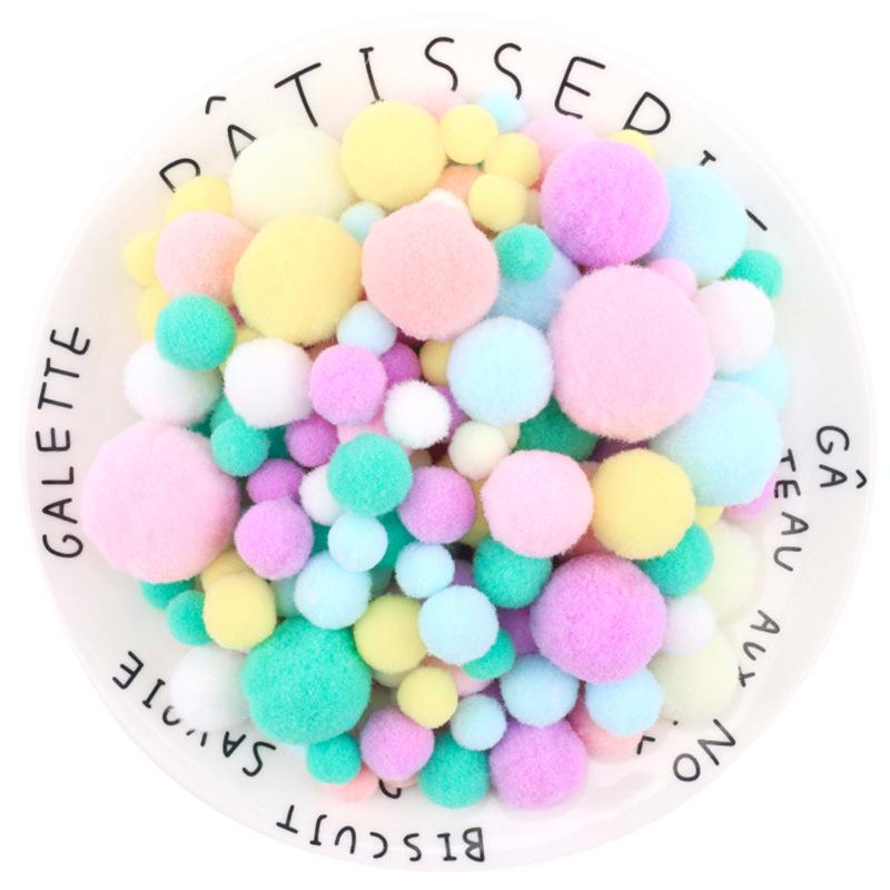 Colorful Gradient Pompom Pack: High-Elastic Plush DIY Toy Accessories for Kids
