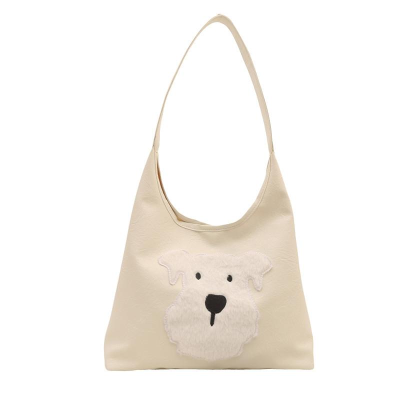 Stylish Large Capacity Tote Bag For Women With Cute Cartoon Design In Black White And Coffee Colors