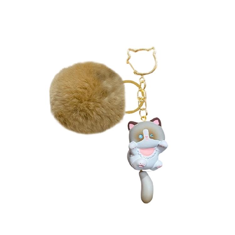 Practical Plush Cats Shape Keychain Soft Bag Hanging Pendant Plush Texture Creative Present for Children Adults Souvenir