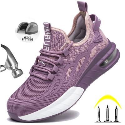 Women Lightweight Safety Shoes Casual Cushioned Work Sneakers Steel Toe Shoes Construction Safety Boots Anti-smash Work Shoes