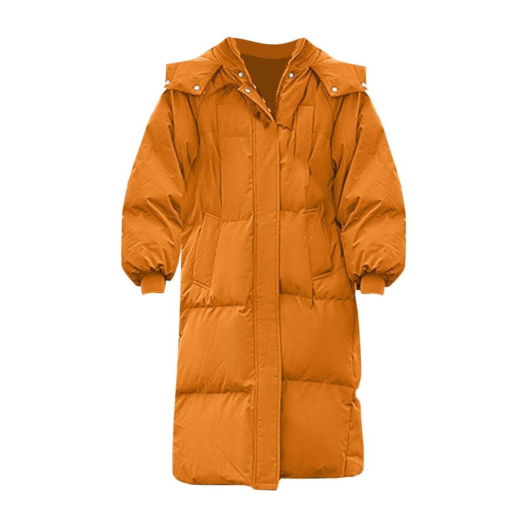 Women's Solid Color Winter Thickened Loose Long Knee-length Cotton-padded Down Jacket Coat